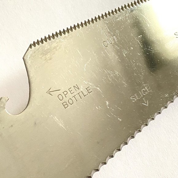 Vintage Cheese Bread Bar Tool Stainless Steel Bottle Opener Serrated Knife Japan - Picture 5 of 8